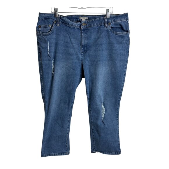 Woman Within Distressed Denim Jeans Size 22W From Bangladesh - Picture 1 of 8
